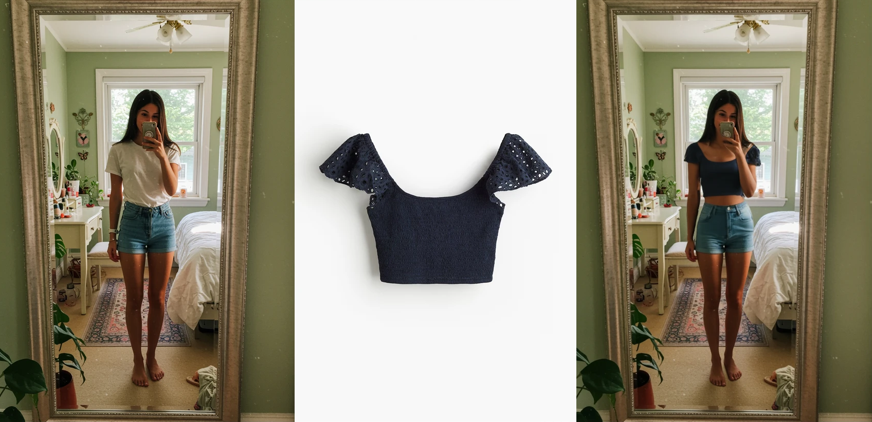 Результат онлайн-примерки одежды с ВБ